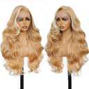 13x6 Synthetic Lace Front Wigs 26Inch Honey Blonde Highlight Wig Body Wave Free Part Pre Plucked Glueless Wigs with Baby Hair No Smell Wig