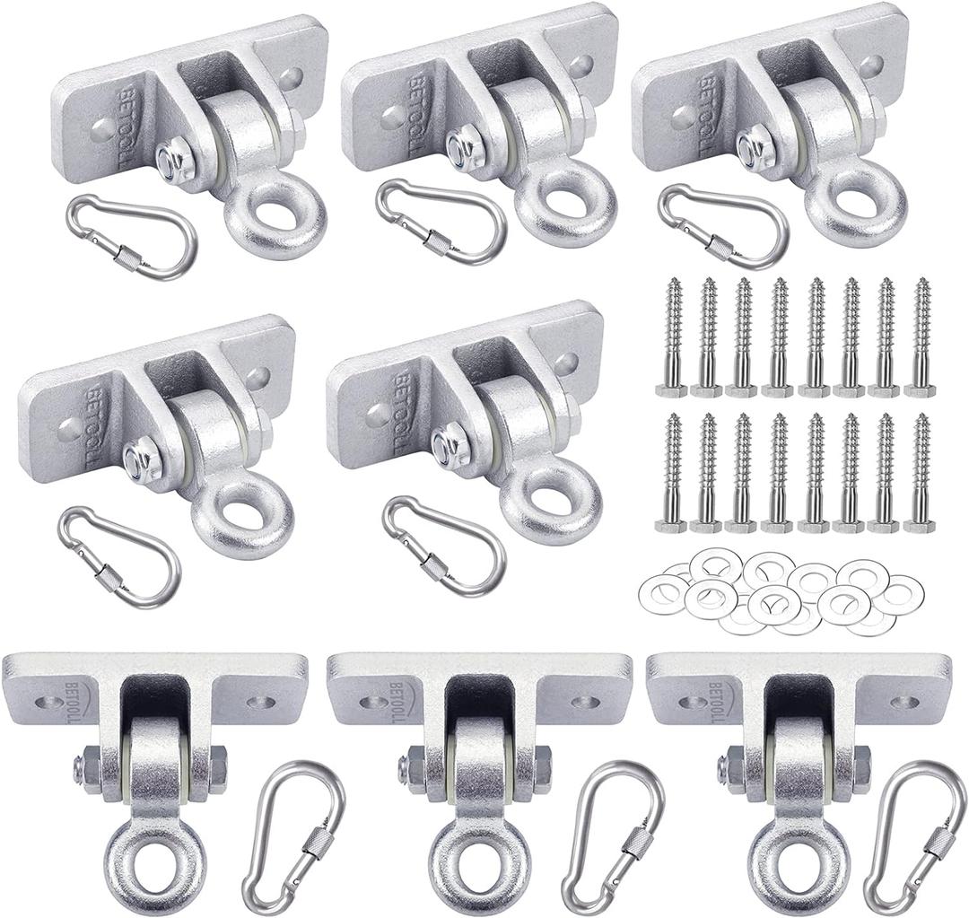 BETOOLL Swing Hangers Heavy Duty Wooden Swing Set Accessories with Screws and Locking Snap Hooks 10000 lb Capacity Set of 8
