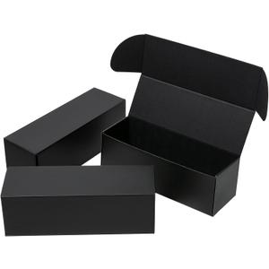 Black Shippping Boxes 12x4x4 Inches 25 Pack Corrugated Cardboard Mailing Box for Small Business, Tab Locking Literature Mailer Packaging Supplies for Packing Gifts Craft Wines Flowers