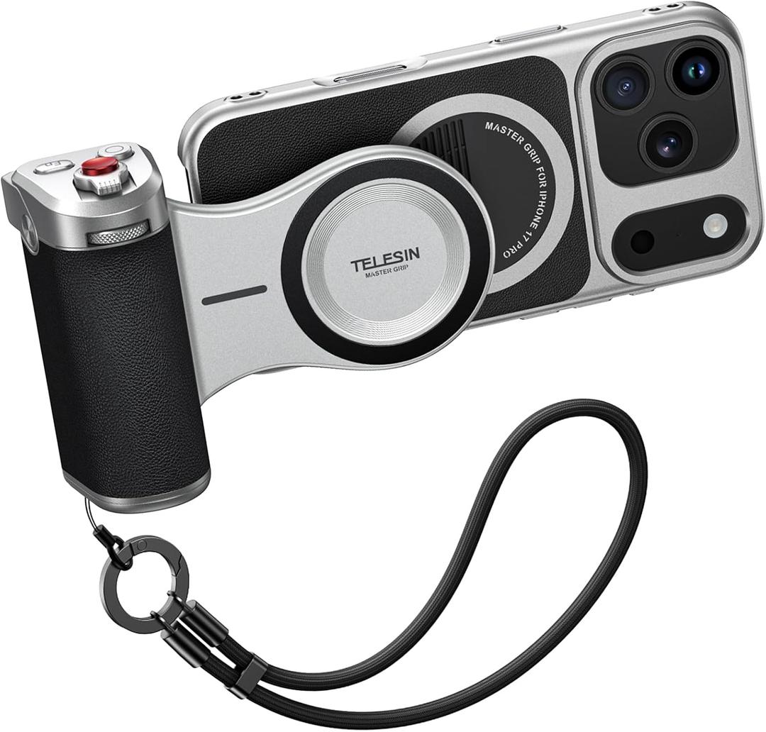 Magnetic Phone Camera Grip, Smartphone Shooting Holder Selfie Handle Snap for iPhone 17Pro Cellphone Vlog Video Photography