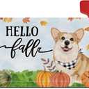 Hello Fall Corgi Dog Pumpkin Mailbox Cover Magnetic Standard Size 21x18 Inch Autumn Decorative Post Letter Box Wrap Decor Garden Yard Decoration
