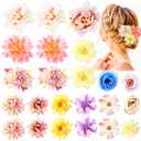 23pcs Flower Hair Clips Hair Barrettes for Women Hair Accessories Hawaiian vacation Boho Hairclip for Girls, Silk Flower Hair Clip for Wedding Graduation Cap Topper Decor Beach Party (pinkyellow)