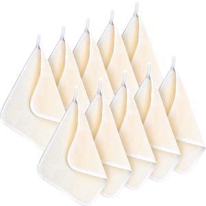 Tatuo 10 Count Exfoliating Wash Cloths for Body and Face Facial Bath Scrub Soft Weave Loofah Towel Exfoliate Bath Towel Remove Dead Skin Wash Cloth for Women Man (White Edge)