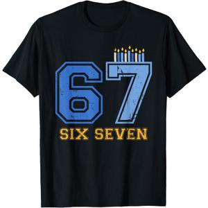 Hanukkah 67 Six Seven Boy Girl Kids 67 Meme Hanukkah 6-7 T-Shirt