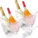 Ice Bucket for Parties 2 Pcs 4 Liter Beverage Tub Ice Tub Beer Drink Buckets for Parties Mimosa Bar Clear Plastic Champagne Acrylic Ice Bucket with Scoop for Cocktail Beer Bottle
