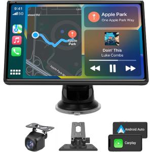 2026 Enhanced Carplay Screen for Car - 7" HD Portable Carplay & Android Auto with Bluetooth, HD Backup Camera, GPS Navigation, Siri, FM Radio, AUX, and Mirror Link  Compatible with All Vehicles