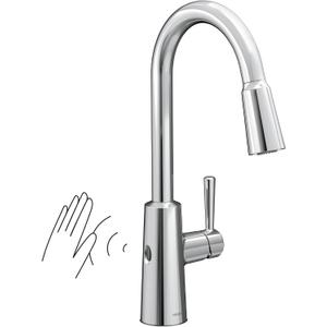 Moen Riley Chrome Motionsense Wave Sensor Touchless One Handle Pulldown Kitchen Faucet Featuring Power Clean, 7402EW