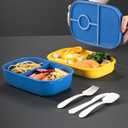 Large Capacity Bento Box Adult Lunch Box,3 Layers Stackable Bento Lunch Containers for Adults/Kids, Built-in Utensil Set, Bento Lunch Box for Dining Out, Work, School, Blue