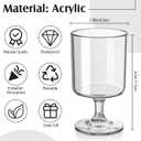 100 Packs 8oz Acrylic Reusable Plastic Wine Glasses Bulk Wedding Easter Disposable Short Stem Baby Shower Party Goblet Cup Vintage Unbreakable Cocktail Drink Bars Stemware (Clear), 4.5 inches tall with a 2.7-inch wide top