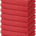 Homaxy 100% Cotton Waffle Weave Kitchen Dish Towels, Ultra Soft Absorbent Quick Drying Cleaning Towel, 13 x 28 Inches, 8-Pack, Brick Red