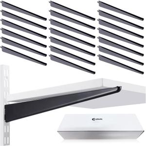 CroBlissful 20 Pcs Adjustable Shelf Brackets for Double Track System Closet Organization Heavy Duty Wire Shelf Brackets(Black,7 Inch)