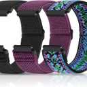 3 x Compatible with 16mm 18mm 19mm 20mm 22mm 24mm Watch Bands Quick Release Replacement Wristband,Adjustable Stretchy Nylon Solo Loop Straps Fabric Braided Sport Elastic Bands for Men Women