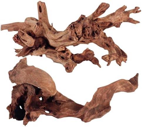 redfeiyang Driftwood for Aquarium, 2 Pieces 13-16 Inches Large Wood Assorted Branches for Fish Tank Decor,Reptile Hide, Safe Drift Wood Pieces, Safe Habitat for Turtle,Snake,Lizard,Bearded Dragon
