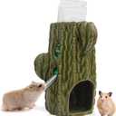 2-in-1 Adjustable Hamster Water Bottle for Glass Tank - 80ML, No Drip Ceramic Holder for Dwarf Hamster, Mice, Rat (Dark Green)