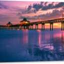 Bathroom Wall Art Decor for Bedroom Living Room Small Canvas Wall Art Framed Fort Myers Beach Pier at Sunset Prints Artwork Painting Pictures Kitchen Office (20"x16", Multi5)
