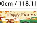 Happy Fall Garden Fence Banner 118 x 20 inchs Autumn Thanksgiving Outdoor Decoration Green Truck Pumpkin Holiday Harvest Welcome Hanging Backdrop for Garden Fence Yard Lawn Porch