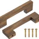 uxcell 4Pcs Wood Drawer Pulls, 4 Inch Hole Center Square Wooden Drawer Pulls Cabinet Handles with Screws for Kitchen Dresser Wardrobes Door Cupboard, Dark Walnut