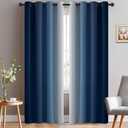 Yakamok Blue and Greyish White Ombre Curtains, Room Darkening Gradient Color Curtains for Bedroom, Light Blocking Thermal Insulated Window Drapes for Living Room(2 Panels, 52x84 Inch)