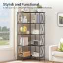 HOOBRO Corner Bookshelf, 5-Tier L-Shaped Bookcase, Industrial Open Display Shelf Tall Storage Organizer, Vertical Storage Rack, for Living Room, Home Office, Black BB60SJ01
