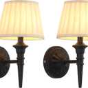 KDG Cordless Wall Sconces Set of 2, Small Wireless 5200mAh Rechargeable Battery Fabric LED Wall Lamps, Portables Lightings for Wall Painting, Living Room, Bedroom, Hallway, Gifts, Night Light (Black)