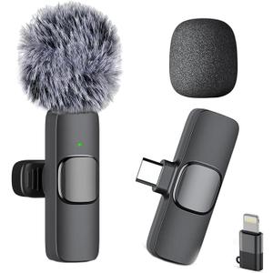 Caiord Professional Wireless Mini Microphone for iPhone 17/16/15, Android Phone, Cordless Omnidirectional Lavalier Lapel Mic, Plug-Play Lavalier Mic for TikTok, YouTube & Interviews