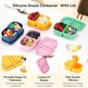 VZZNN 8 Pack Reusable Silicone Snack Containers with Lids - 2 Compartments Bento Snack Box (4 Colors) for School, Office and Picnic Ideal Portable Small Food Storage Box