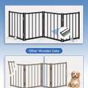 BFNN Free Standing Dog Gate, 16.5" Short Pet Gate for Stairs and Doorways, Up to 48" Wide Foldable Puppy Fence, Indoor & Outdoor Use, No Drilling and No Assembly, for Small & Toy Dogs, Black