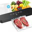 Food Vacuum Sealer Machine, 75kPa Compact Vacuum Sealer for Food, 4-in-1 Food Sealer with Digital Timer, Moist/ Dry, Pulse, Seal Modes, Includes 20 Vacuum Bags, Perfect for Freezer Storage, Black