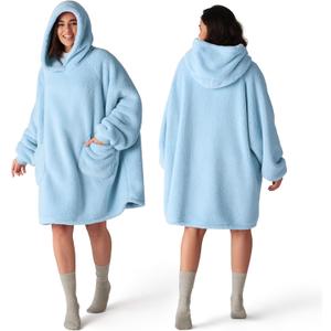 Bedsure Blanket Hoodie, Wearable Blanket Hoodie as Mothers Day Gifts for Mom, Birthday Gifts for Women Men, Warm Cozy Hoodie Blanket Sweatshirt for Adult Women Men, Sky Blue, Standard
