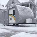 Travel Trailer RV Cover 16' ~ 18', Upgraded 9 Layers Top Waterproof Camper Cover, Heavy Duty Toy Hauler RV Cover for Winter Snow with Tongue Jack Cover, Gutter Covers