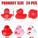 24pcs Valentine's Day Rubber Ducks, 1.57 inch Mini Small Assorted Rubber Bath Ducks Colorful Bathtub Toy Squeaky Duckies Love Heart Duck Valentines Day Gifts for Kids Cupcake Topper(3 Colors)