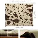 YIHOUSE Cowhide Large Area Rugs 8×10 Ft, Washable Plush Soft Brown and Cream Cow Rug, Non-Slip High-Low Pile Animal Carpet for Living Room, Bedroom, Dining Room, Western Home Decor