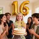 Sweet 16 Birthday Party Decorations for Girls, Sweet 16 Sash and Crown, Cake Toppers, Birthday Card, Number Candles and Balloons, 16th Birthday Gifts for Girls