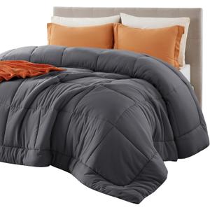 Bedsure Comforter Duvet Insert - Quilted Comforters Full Size, All Season Duvet, GentleSoft Down Alternative Bedding, with 8 Tabs, Gifts for Women/Men, Grey, Full 86 x 82 Inches