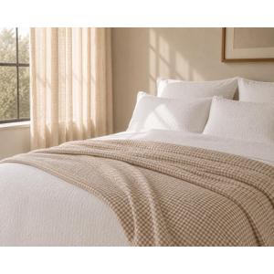 100% Organic Cotton Quilt (Shell & Fill), Neutral Gingham Quilt, Oeko-TEX Certified, GOTS Certified, Channel Stitching, Pre-Washed, King