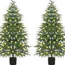 Juegoal 4FT Pre-Lit Artificial Christmas Tree 2 Pack, Norfolk Potted Tree