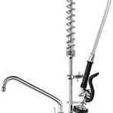 Commercial Sink Faucet With Sprayer For kitchen-Staff: BESTJEEF Commercial Wall Mount Kitchen Sink Faucet With Pre Rinse Sprayer For Kitchen Cook- 36" Height Faucet With 8" Center And 12" Add-On Spout