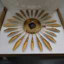 YISITEONE Large Wall Clock Metal Decorative, Mid Century Silent Non-Ticking Big Clocks, Modern Home Decorations for Living Room,Bedroom,Dining Room, Office, 22 inch (Medium)