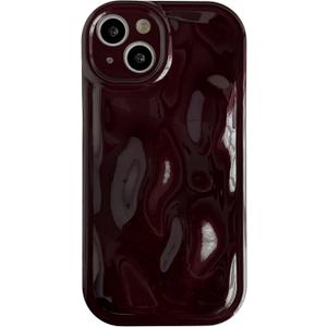 Caseative for iPhone 13 Case,Water Ripple Wave Meteorite Bubble Chrome Plating Soft Phone Case (Wine Red)