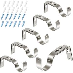 6 Pieces Curtain Rod Brackets General Adjustable Curtain Rod Holder Wall Bracket Hooks Outside Mounted Blinds Curtain Rod Bracket with Screws for 1 Inch Diameter Curtain Rod (Antique Silver)