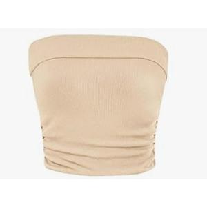 Women's Ribbed Knit Basic Y2K Crop Tube Top Sleeveless Strapless Casual Summer Tops.M