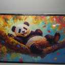 Panda Large Wall Art for Living Room Autumn Nature Tree Fall Decor Funny Animal Pictures Canvas Prints Extra Large Framed Artwork Oversized Painting for Modern Home Bedroom Kitchen 30"x60"