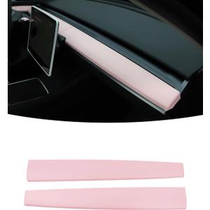 KKTR-CAR Dashboard Cover Wrap,Inter Dashboard Cover Compatible with Tesla Model 3 2017-2023 Model y 2019-2025(2 pcs) (Pink)