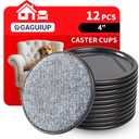 4" Round Carpet Bottom Furniture Caster Cups, Reusable Furniture Sliders for Hardwood Floors, Felt Furniture Pads Coasters to Protect Tile or Laminate Floors from Scratches, Brown/Gray (12 Pack)