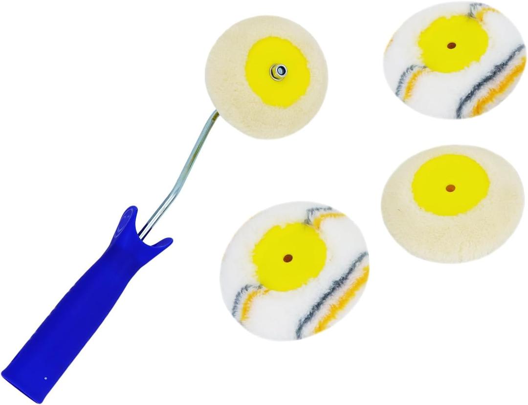QWORK Corner Edger Paint Roller Kit - 3 Piece Set for Drywall Mud and Paint Application, Compatible with Various Paints and Stains, Extended Reach Handle Compatibility