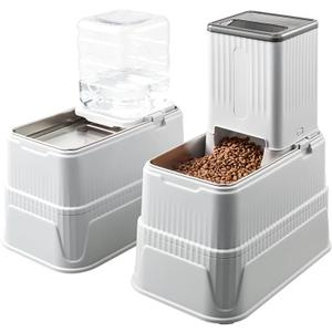 Elevated Dog Bowls Set, 1 Gallon Automatic Gravity Food Feeder & Water Dispenser with Stainless Steel Bowls, Adjustable Elevated Feeder for Small Medium Large Dogs, Anti-Choking & Neck Protection