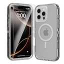 Luckwhale for iPhone 16 Pro Case, Fits Magsafe,Heavy Duty Shockproof Protection Phone Cases with Screen Protector*1, Magnetic Transparent Protective Cover for iPhone 16 Pro 6.3 '', Gray