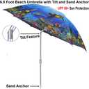 Beach Umbrella with Sand Anchor & Carry Bag, 6.5 Foot Beach Umbrella with Tilt Adjustable Pole Height, Ideal for Travel Garden Lawn, UPF 50+ (coral reef)