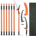 VEVOR Manual Pole Saw, 7.3-27 ft Extendable Tree Pruner, Sharp Steel Blade and Scissors High Branches Trimming, Branch Trimmer with Lightweight 8 Fiberglass Handles, for Pruning Palms and Shrubs