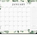 Cabbrix Desk Calendar 2026 with Desktop Mat, 21" x 16.5" Large Desk Calendar Covering January 2026 to December 2026, 12 Months Desktop Calendar for Home Office School Planning, Greenery